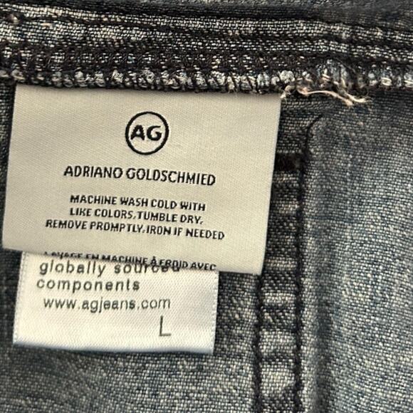 AG Adriano Goldschmied Denim Halter Jumpsuit Women’s L Wide Leg Blue 100% Cotton - Picture 8 of 10